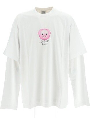 Pig Printed Two-Layered Longsleeve Shirt