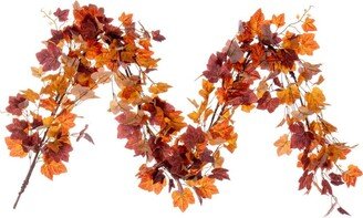 60 Artificial Orange Fall Maple Leaf Garland