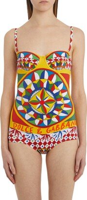 Mixed Print One-Piece Swimsuit