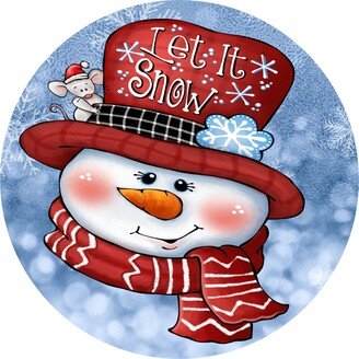 Let Is Snow Snowman Sign, Decor, Winter Christmas Wreath Attachment, Sweet Magnolia, Nonni