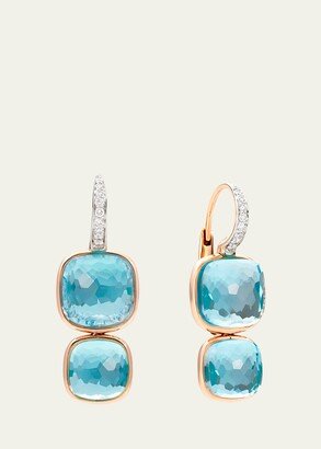 18K Rose Gold Nudo Blue Topaz Drop Earrings with Diamonds