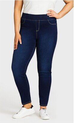 | Women's Plus Size Butter Denim Pull-On Jean Dark Wash - tall - 14W