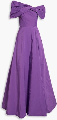 One-shoulder twisted taffeta gown