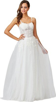 Women's Sheer Bodice Lace Bridal Ball gown