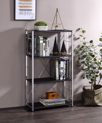 TOSWIN Contemporary Style Tennos Tennos Bookshelf, Black & Chrome Finish with Four open Storage Compartments, Applicable Workspace