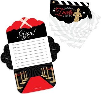 Big Dot of Happiness Red Carpet Hollywood - Fill-In Cards - Movie Night Party Fold and Send Invitations - Set of 8