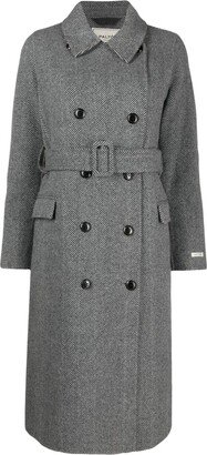 Paltò Herringbone Double-Breasted Wool Blend Coat