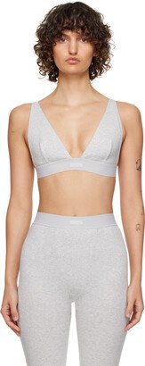 Gray Cotton Rib Plunge Bralette