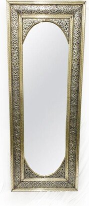 Large Mirror, Big Floor Moroccan Handmade Silver Engraved Wall Ornate Vintage Mirror