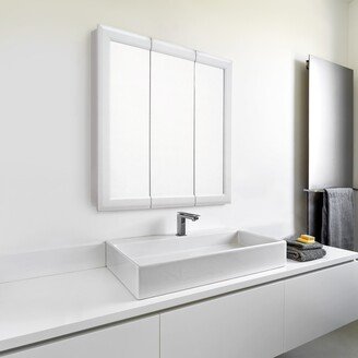 535864-WHT Classic Tri-view White Assembled Surface-Mount Bathroom Medicine Cabinet Mirror