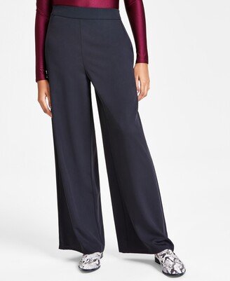 Women's Woven Twill Wide-Leg Pants, Created for Macy's