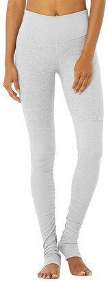 High-Waist Alosoft Goddess Legging in Zinc Heather Grey, Size: 2XS