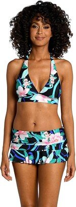 Nightfall Blooms Banded Halter Top (Black) Women's Swimwear