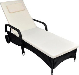 Patio Lounge Chair Outdoor Sunlounger Sunbed with Cushion Poly Rattan