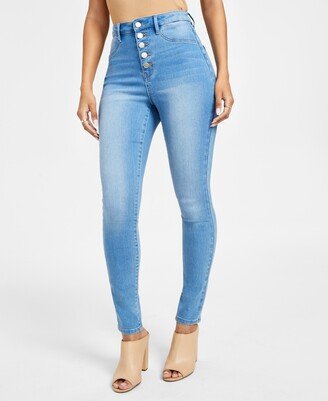 Juniors' 5-Button High Waisted Skinny Jeans