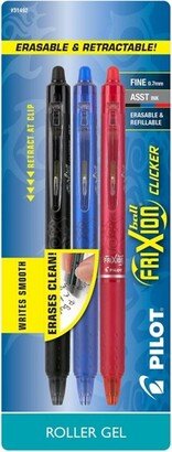 Pilot 3ct FriXion Clicker Erasable Gel Pens Fine Point 0.7mm Assorted Inks