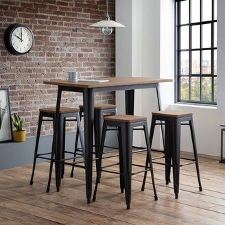 Dunelm Grafton Rectangular Bar Table with 4 Backless Bar Stools, Brown Brown