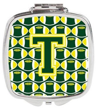 CJ1075-TSCM Letter T Football Green & Yellow Compact Mirror