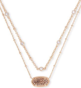 Elisa Rose Gold Multi Strand Necklace in Rose Gold Drusy