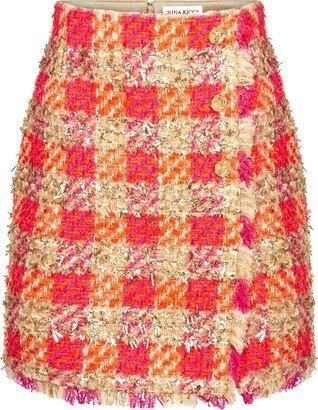 High-Waisted Checked Tweed Miniskirt