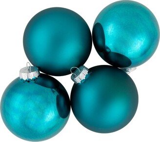 Northlight 4pc Shiny and Matte Glass Ball Christmas Ornament Set 4 - Turquoise Blue