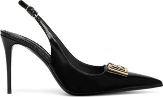 Logo-Plaque Heeled Slingback Pumps