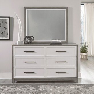 Palmetto Heights Two-Tone Shell White and Driftwood Dresser and Mirror