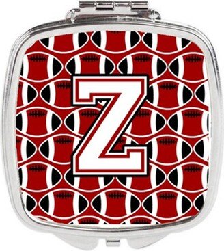 CJ1082-ZSCM Letter Z Football Cardinal & White Compact Mirror