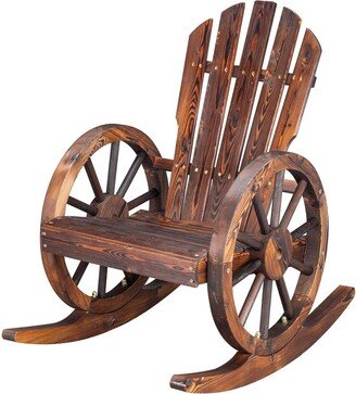 Karlhome Wagon Wheel Wood Adirondack Rocking Chair