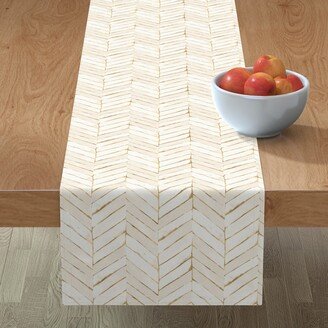 Table Runners: Chevron Painted Table Runner, 90X16, Beige