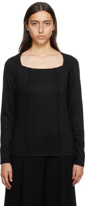 Black Tucked Square Long Sleeve T-Shirt