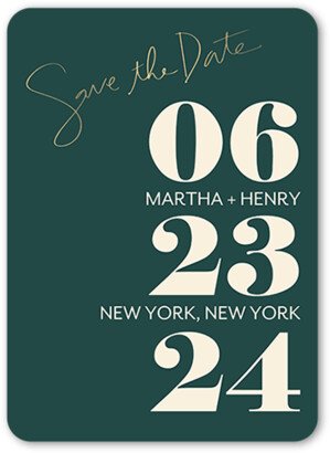 Save The Date Cards: Big Bright Date Save The Date, Green, 5X7, Standard Smooth Cardstock, Rounded