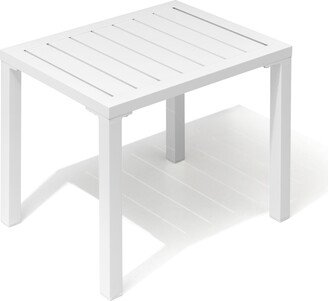 Crestlive Products Outdoor Side Table Aluminum Rectangular End Table Small Patio Table