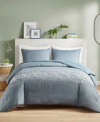 Bree Embroidered 3-Piece Comforter Set, Full/Queen