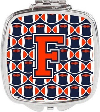 CJ1066-FSCM Letter F Football Orange, Blue & White Compact Mirror