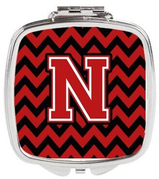 CJ1047-NSCM Letter N Chevron Black & Red Compact Mirror