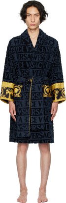 Navy 'I Heart Baroque' Bathrobe