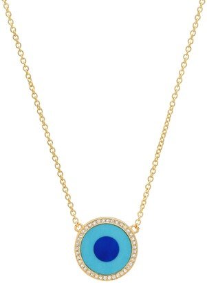 18k Gold Inlay Diamond Evil Eye Pendant Necklace