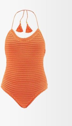 Beach Break Striped Cotton-knit Swimsuit