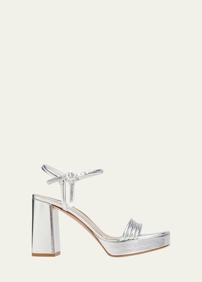 Lena Metallic Ankle-Strap Platform Sandals