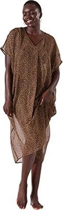 Sun Cat V-Neck Long Caftan (Black) Women's Swimwear