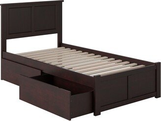 AFI Madison Twin Platform Bed with Footboard and 2 Drawers in Espresso