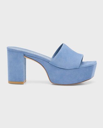 Square High Suede Platform Sandals