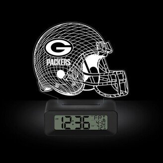 Curata Game Time NFL Green Bay Packers Color-Changing Led 3d Illusion Alarm Clock with Temperature and Date