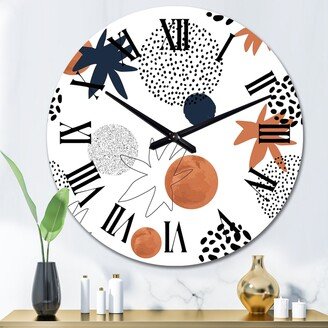 Designart 'One Line Silhouettes With Polka Circles' Patterned wall clock