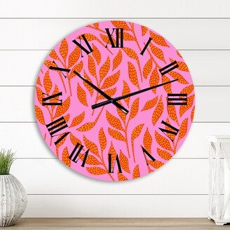 Designart 'Modern Exotic Tropical Leaves IV' Farmhouse wall clock