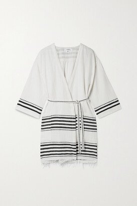 Net Sustain Eshe Striped Cotton-blend Mini Wrap Dress - White