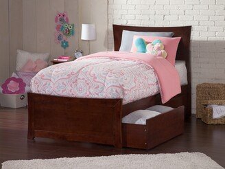 AFI Metro Twin Platform Bed and Footboard with 2 Bed Drawers in Walnut