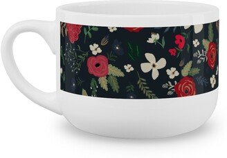 Mugs: Fancy Winter - Navy Background Latte Mug, White, 25Oz, Black