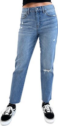 Juniors' High Rise Slim Straight Ankle Jeans